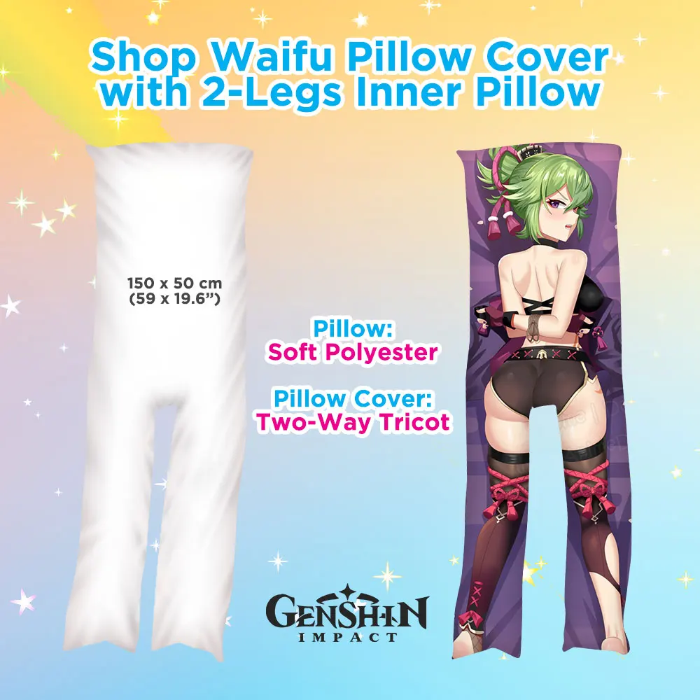 Hobby Express Japanese Anime Dakimakura Cover Case with Body Hugging Inner Two Leg Pillow Anime Pillow Cover Bundle
