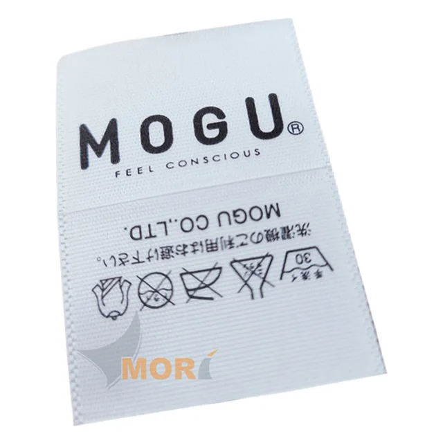 MORI Customized Garment Label For Clothing Logo Satin Silk Printing Custom Satin Woven Labels Fabric Tags Labels Support Custom