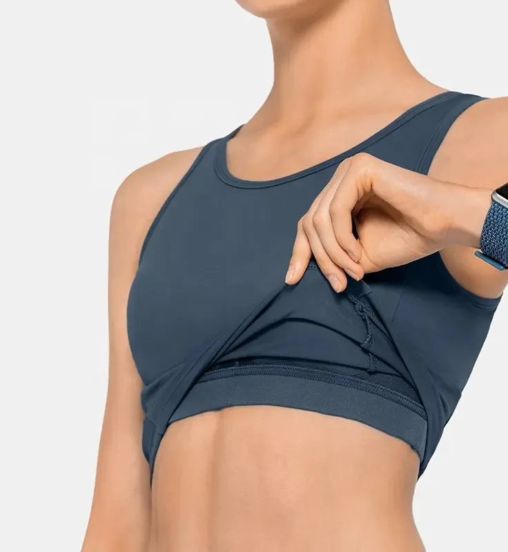 2024 Custom Women Solid Color Knit Dew Shoulder Basic Vest Womens >Womens Crop Tank Tops High Neck Workout Running Sports Bra