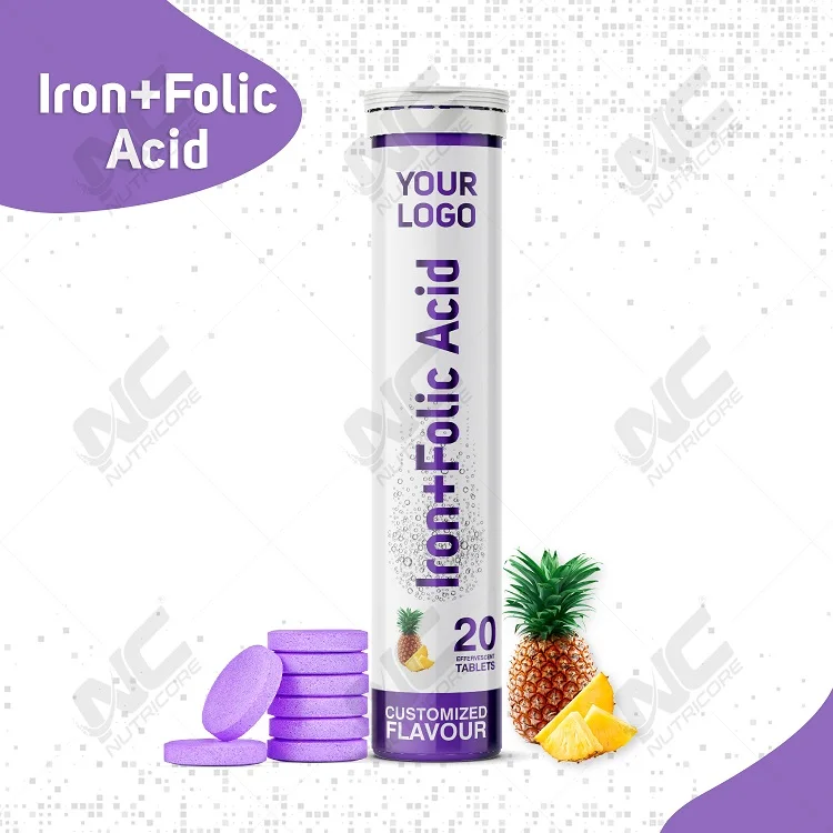 Private Label Healthcare Supplement Iron+Folic Acid Effervescent Tablets from Trusted Indian Supplier at Best Price