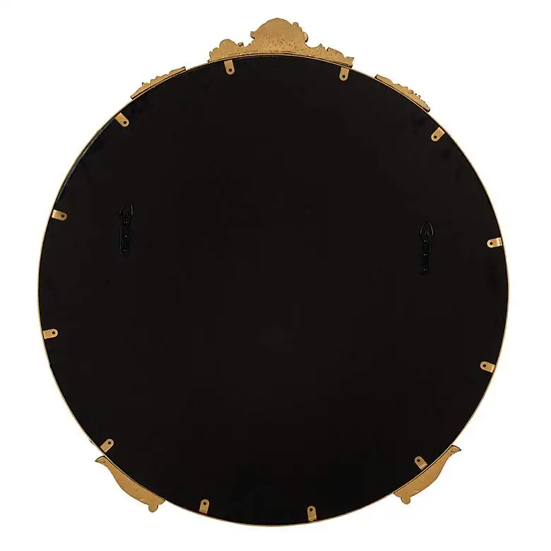 round Wall Mirror with Ornate Detailing Immerse Yourself in Romantic Vintage Motif for Bathroom & Home Decor