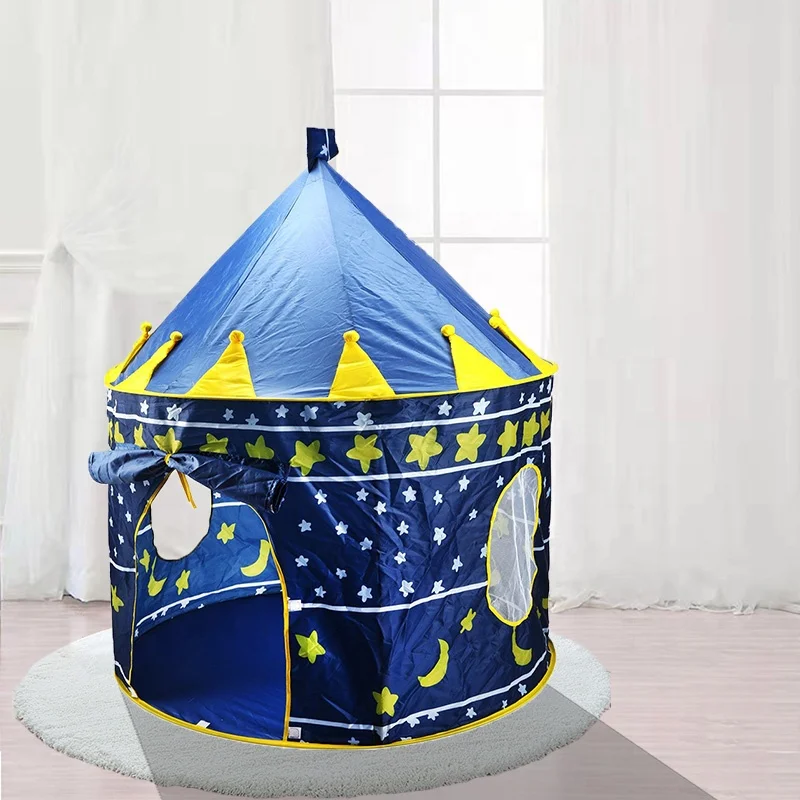 Wholesale price star moon castle tent with carry bag eash folding castle pop up tent Indoor outdoor castle tent blue color