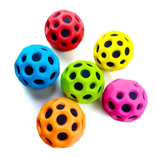 Useful Hole Ball Soft Bouncy Ball Anti-fall Moon Shape Porous Bouncy Ball Kids Indoor Toy Ergonomic Design