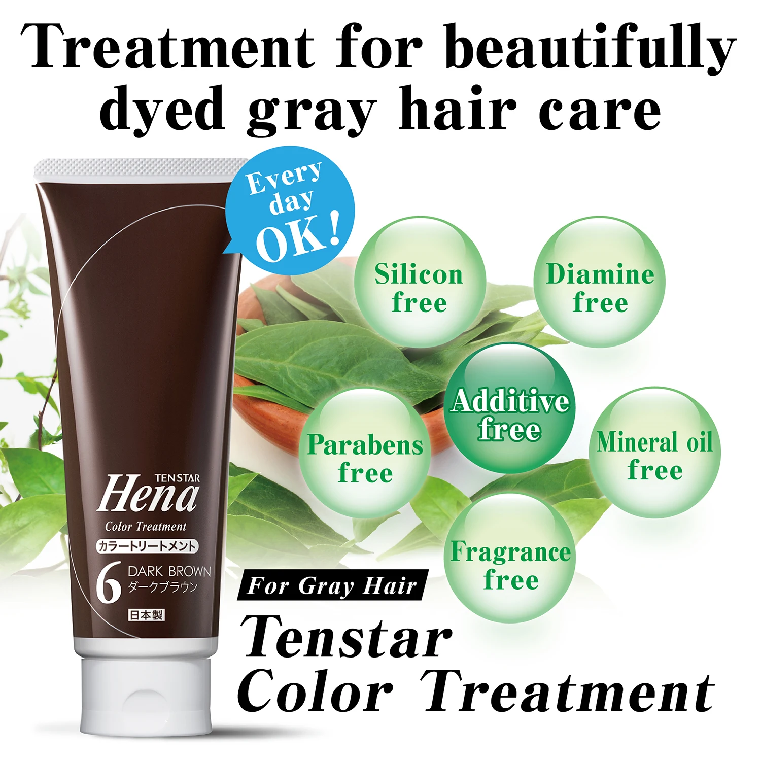 Japan tenstar hena color treatment no ammonia free professional natural hair color dye