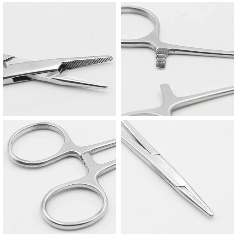 Arterial Forceps Clamp Fish Hook Pliers Stainless Steel 161-8Cm Curved Tip and Straight Tip Forceps Locking Clamp Hemostatic