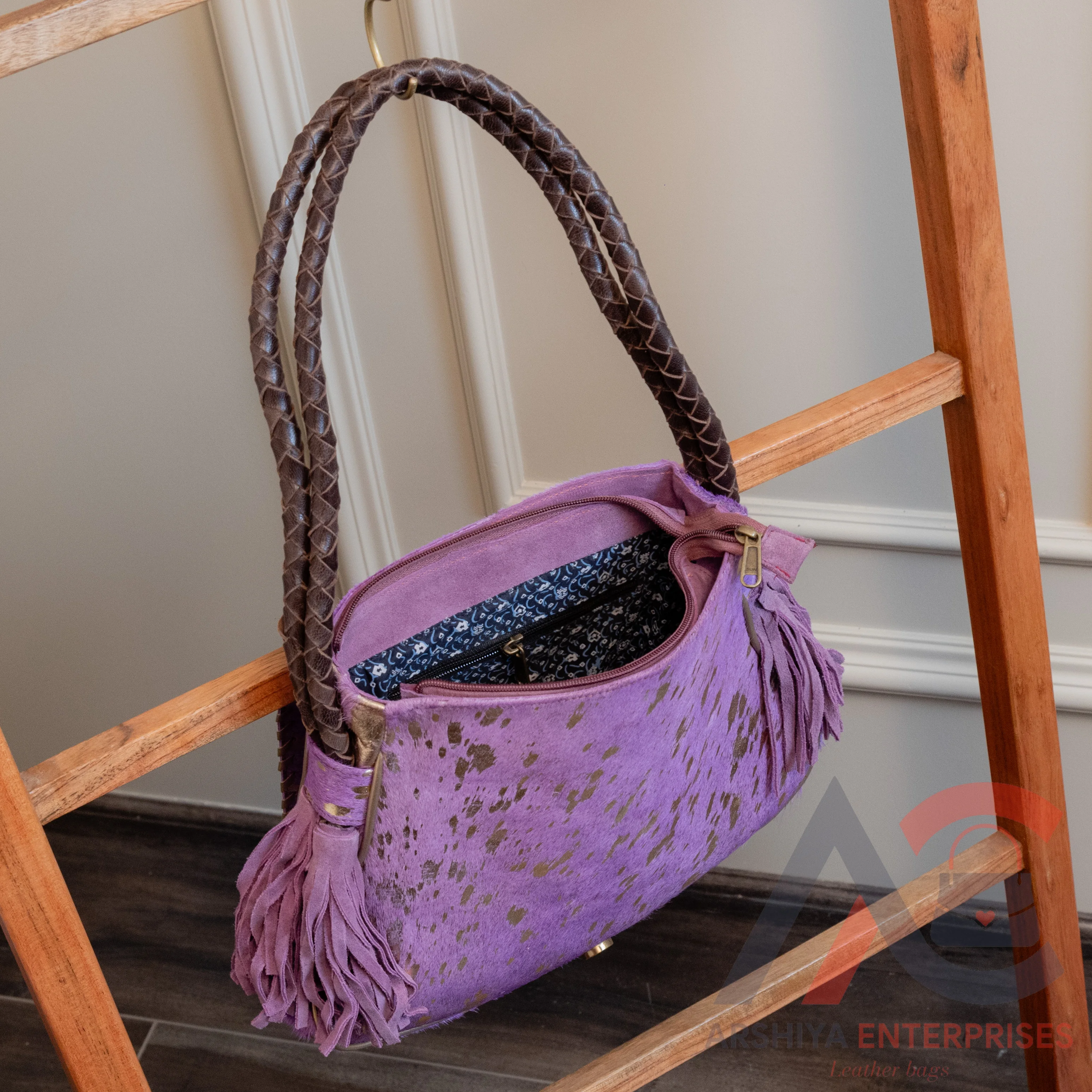 New Stylish Real Metallic Fur Leather Tote Bags  Luxury Women Handbags  Fashionables High Qualities  Middle Concho Shopping Bags