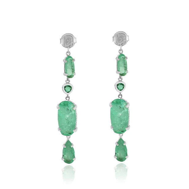 fashion new design emerald quartz earrings 925 sterling silver gemstone drop earring jewelry for women
