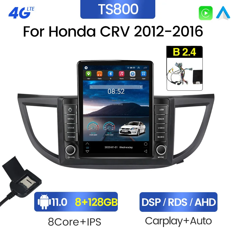 Navifly Tesla Android 11 8+128G DSP RDS GPS car stereo player for  Honda CRV 2012-2016 car gps carplay+auto BT Stereo dvd player