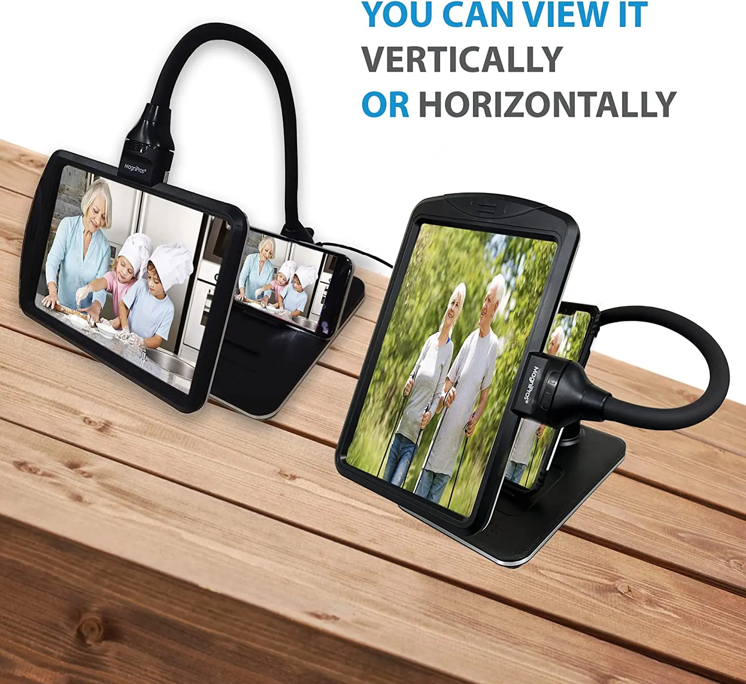 3X Magnifying Glass with Light and Stand, Flexible Gooseneck Magnifying Desk Lamp w/USB Fast Charge