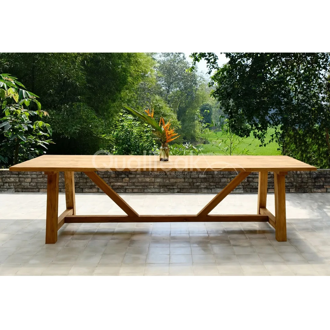 Best Quality All Weather Teakwood and Rattan Outdoor Dinning Furniture Set for Outside Use