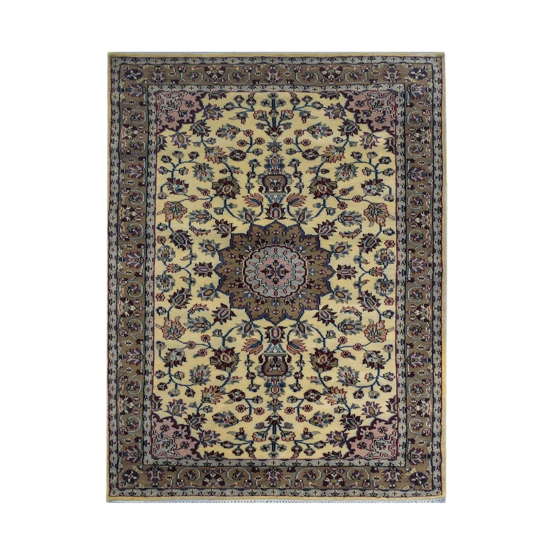 Hand Knotted Oriental Persian Woolen Carpet Rug Gold Beige Handmade Woven Area Rug For Bedroom Living Room
