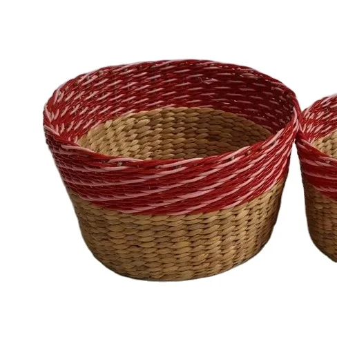 Natural kitchenware water hyacinth baskets with plastic rope for home storage & organization home and kitchen made i