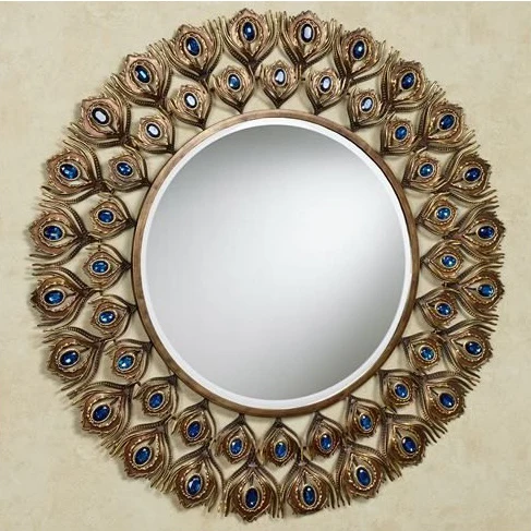 High Quality Elegant Luxury Material Framed Makeup Mirror Decorative Wall Mounted Mirror Wholesale Metal Wall Mirror