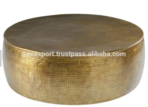 Hammered Gold Plated Metal Center Table Luxury Fancy Decorating Handmade Large Size Metal Home and Events Center Table In India