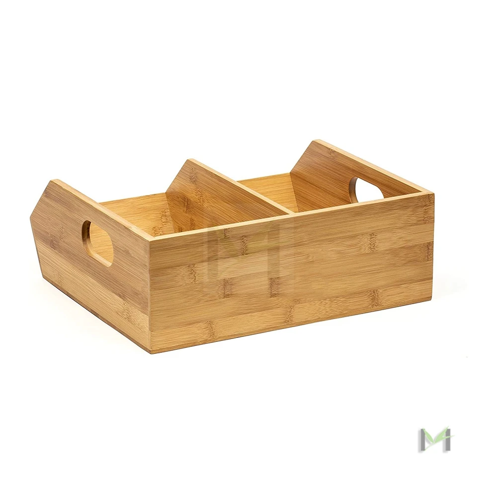 Bamboo Organizer Bin ,Bamboo Fruit Basket on Countertop for Vegetables, Potato and Onion