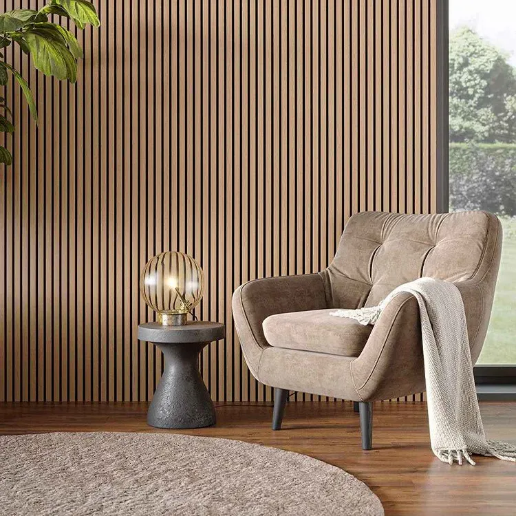 Acoustic Wooden Grain Wood Looking Veneer Slat Fluted Interior Decor Outdoor Exterior Plastic Pvc Wpc Wall Panels For Background