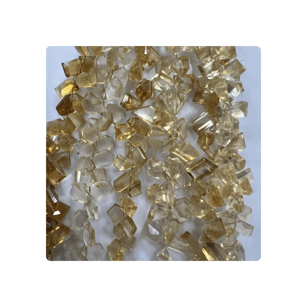 Natural Citrine Quartz Gemstone 4mm Fancy Briolette Beads Sparkling Elegance Stone Cut for Jewelry Embellishment Size 6-8MM