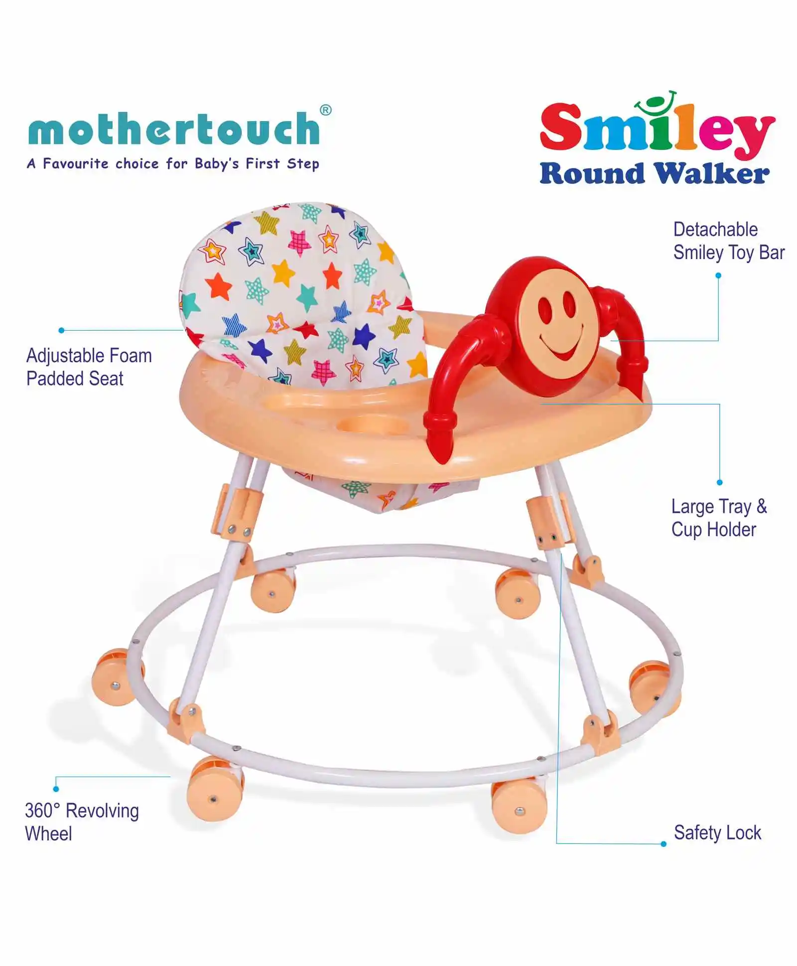 Best Quality Premium Fabric Washable Removable Kids Activity Walker With Many Color And Smiley Face Toy For Kids Entertainment
