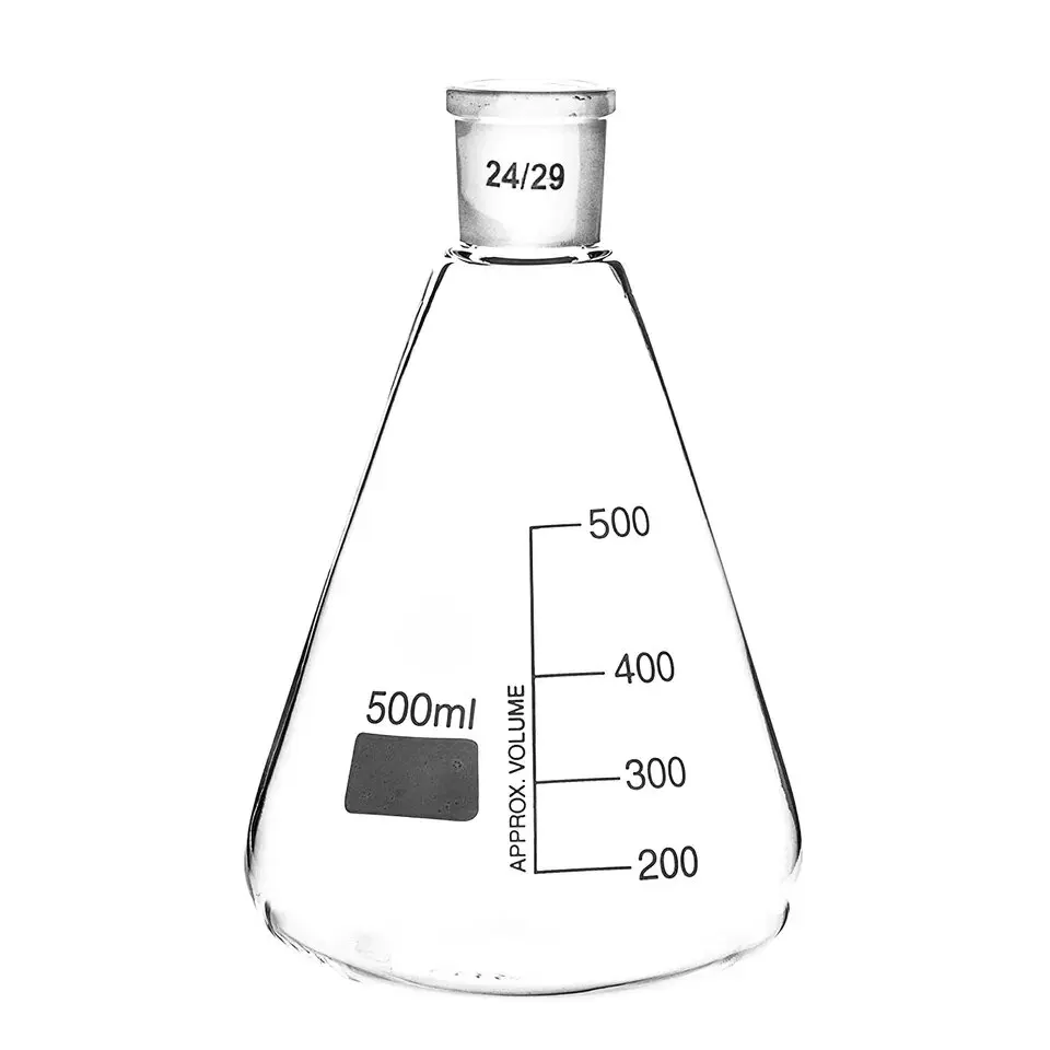 Коническая колба с заземляющим соединением и полая пробка, высококачественный материал, боросиликатное стекло, радикальный элемент для лабораторного использования