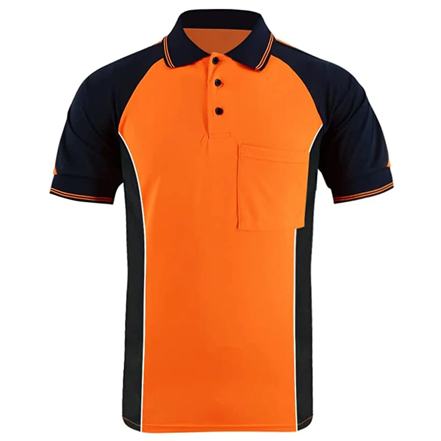 Custom Logo Safety Polo Shirts High Visibility Reflective Shirts Construction Work Shirts for Men