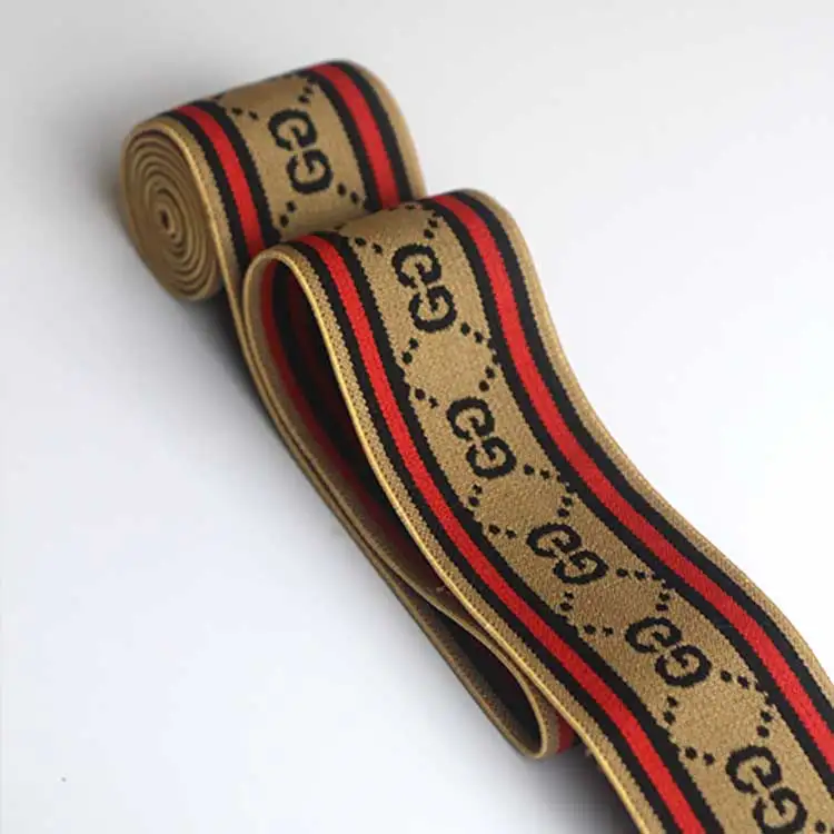 Custom Fashion Label Nylon/polyester Knitted Jacquard Ribbon Soft Elastic Band for Underwear Boxer Waist Band Belt Custom Logo