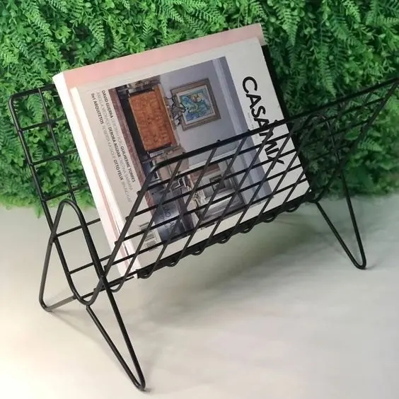 Hot Sale Product Geometric Design Black Finished Metal Magazine Holder For Home Office & School Tabletop File Racks