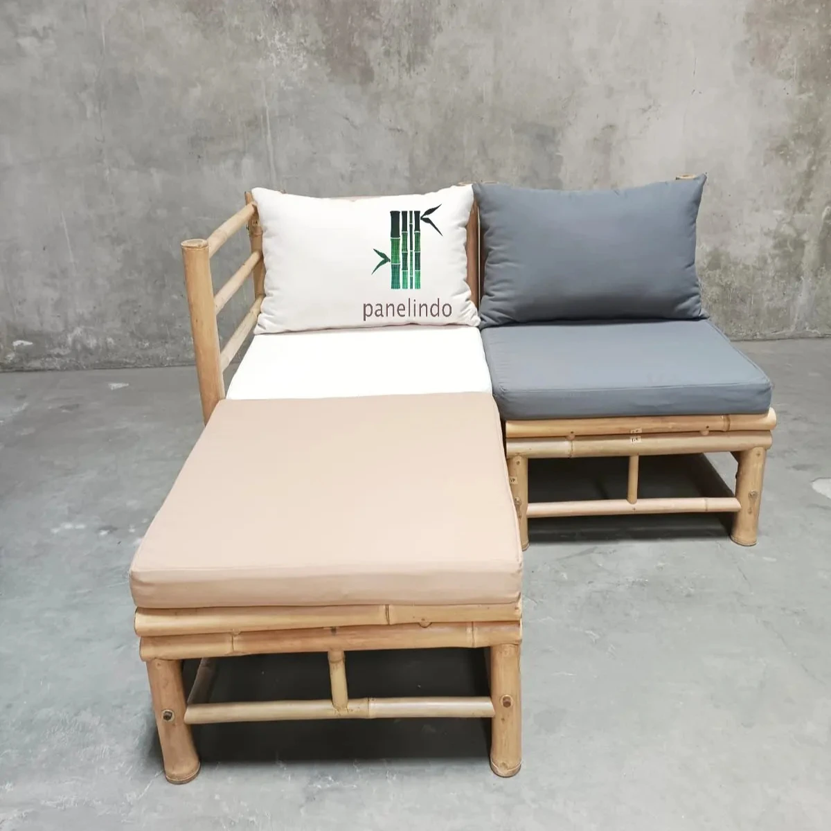 Set of Corner and Middle Sofa with Foot Bench ottoman living room furniture home eco friendly bamboo