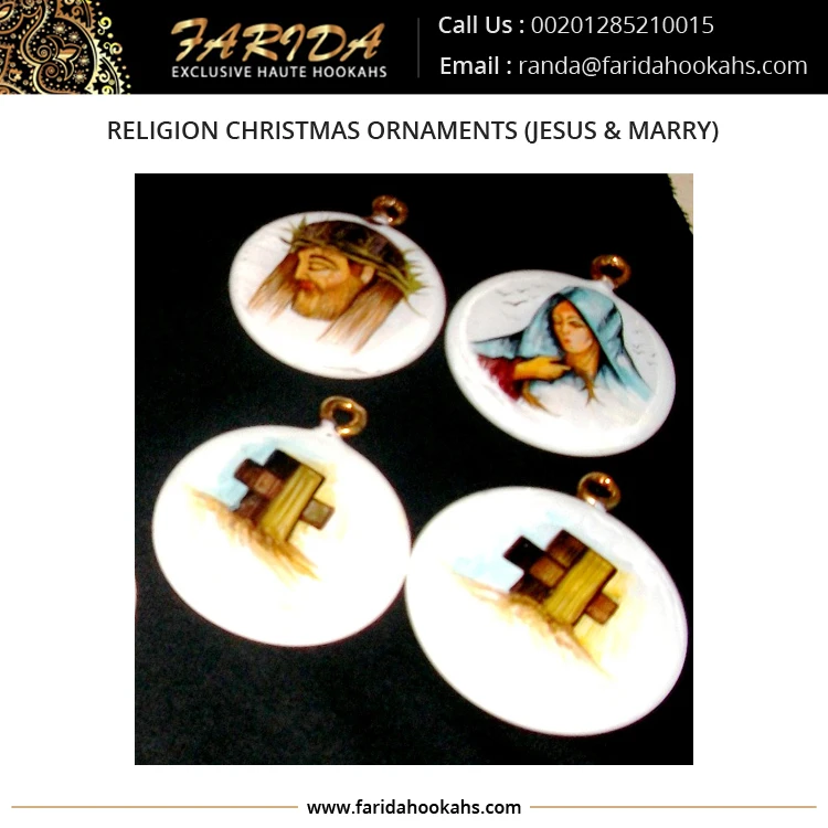 Unique Design Egyptian Luxury Glass Christmas Decoration Handmade Religion Christmas Ornaments (Jesus & Marry)