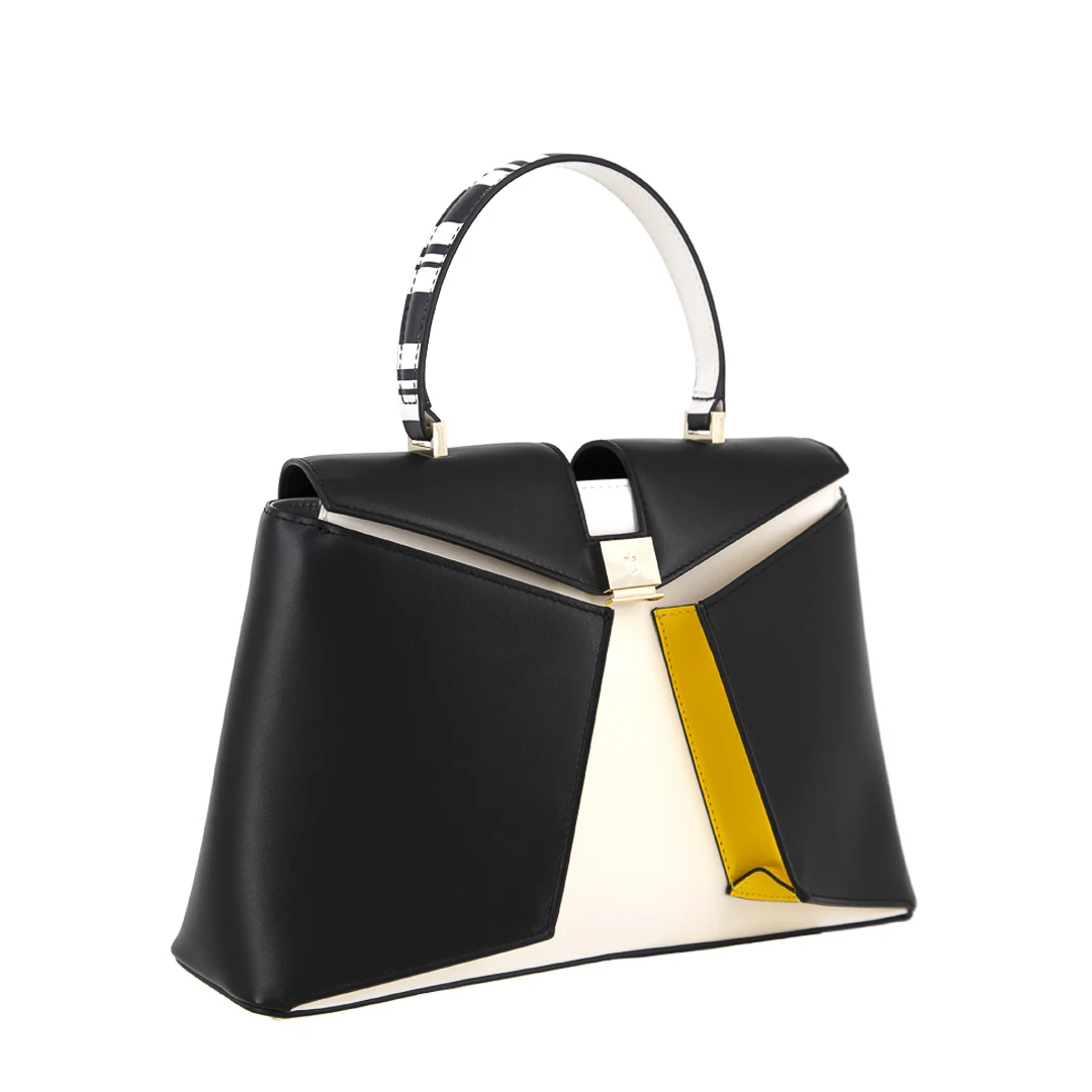 Liz Flap Stripes Black White Summer High quality handbags unique bag with character made in italy