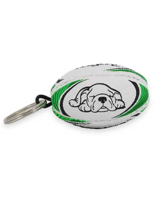 Custom Logo Rugby Ball Keychain Made of Rubber Material for Promotional Key giveaways