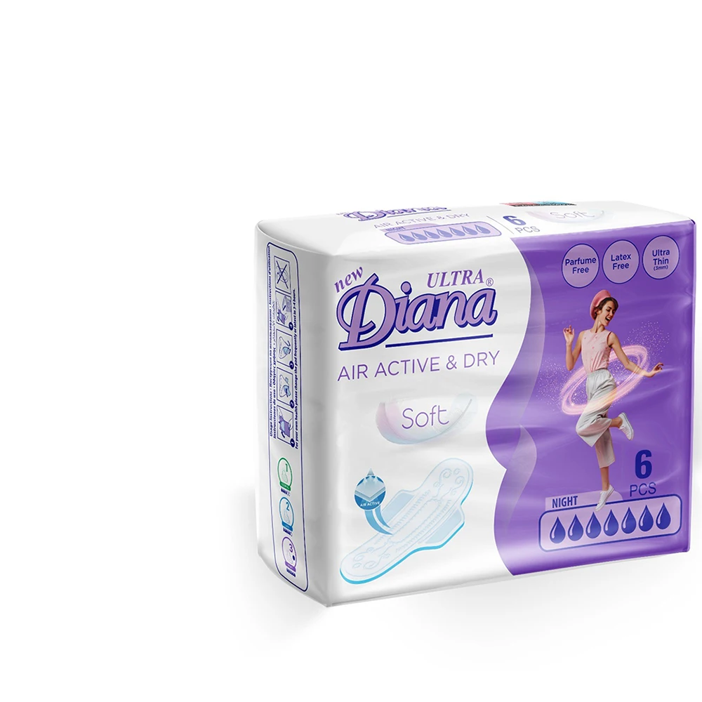 Hot Selling Private Label New Ultra Diana Air Active & Dry Soft Sanitary Pads at Lowest Price