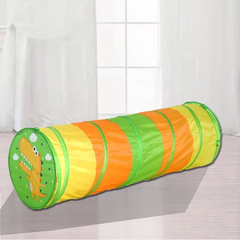 OEM design dinosaur kids play tunnel with carry bag pop up tunnel use indoor outdoor collapsible play tunnel gift for kids