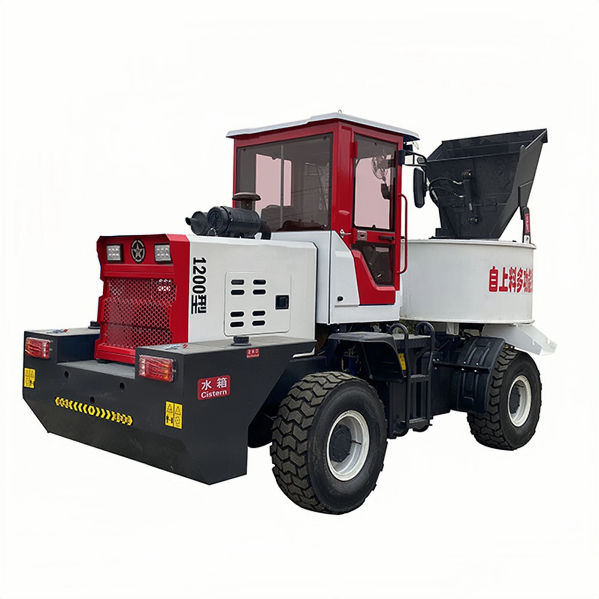 Mini Self-Feeding Flat Mouth Mixer Truck with Pump Gearbox Gear Motor New for Construction and Farm Industries