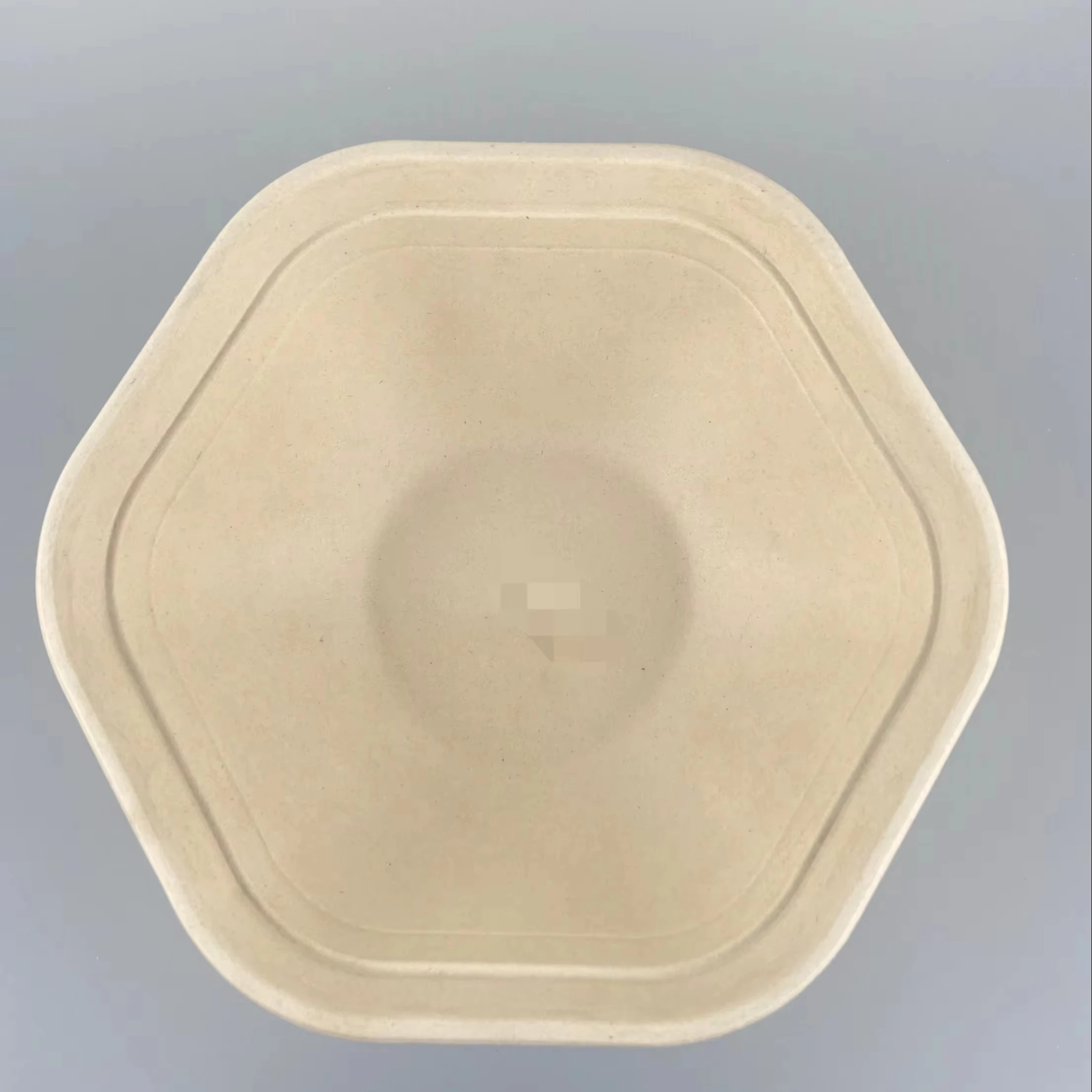 PFAS Free bagasse fiber disposable tableware take away food container lunch box 56oz hexagon salad bowl with lid