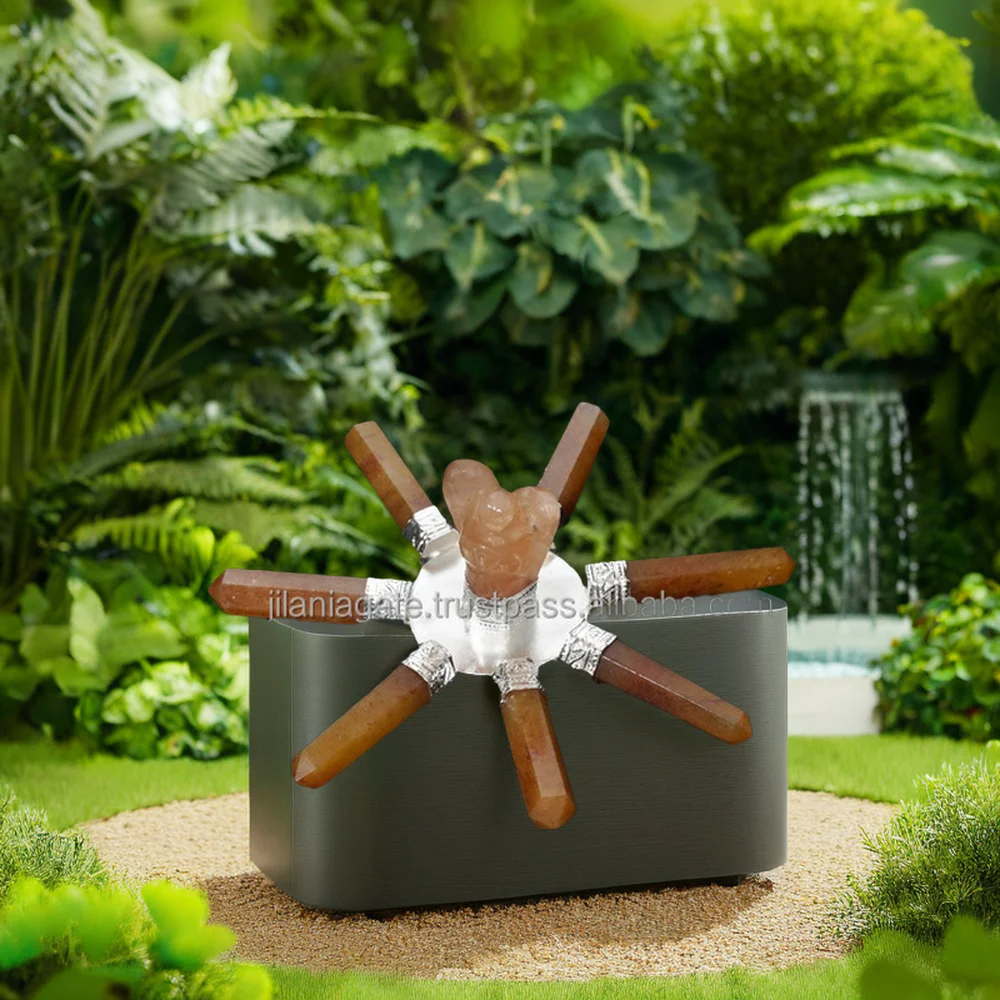 Wholesale Red Jasper Angel Energy Generator 7-Pencil Point Healing Device Semi-Precious Stone Crafts