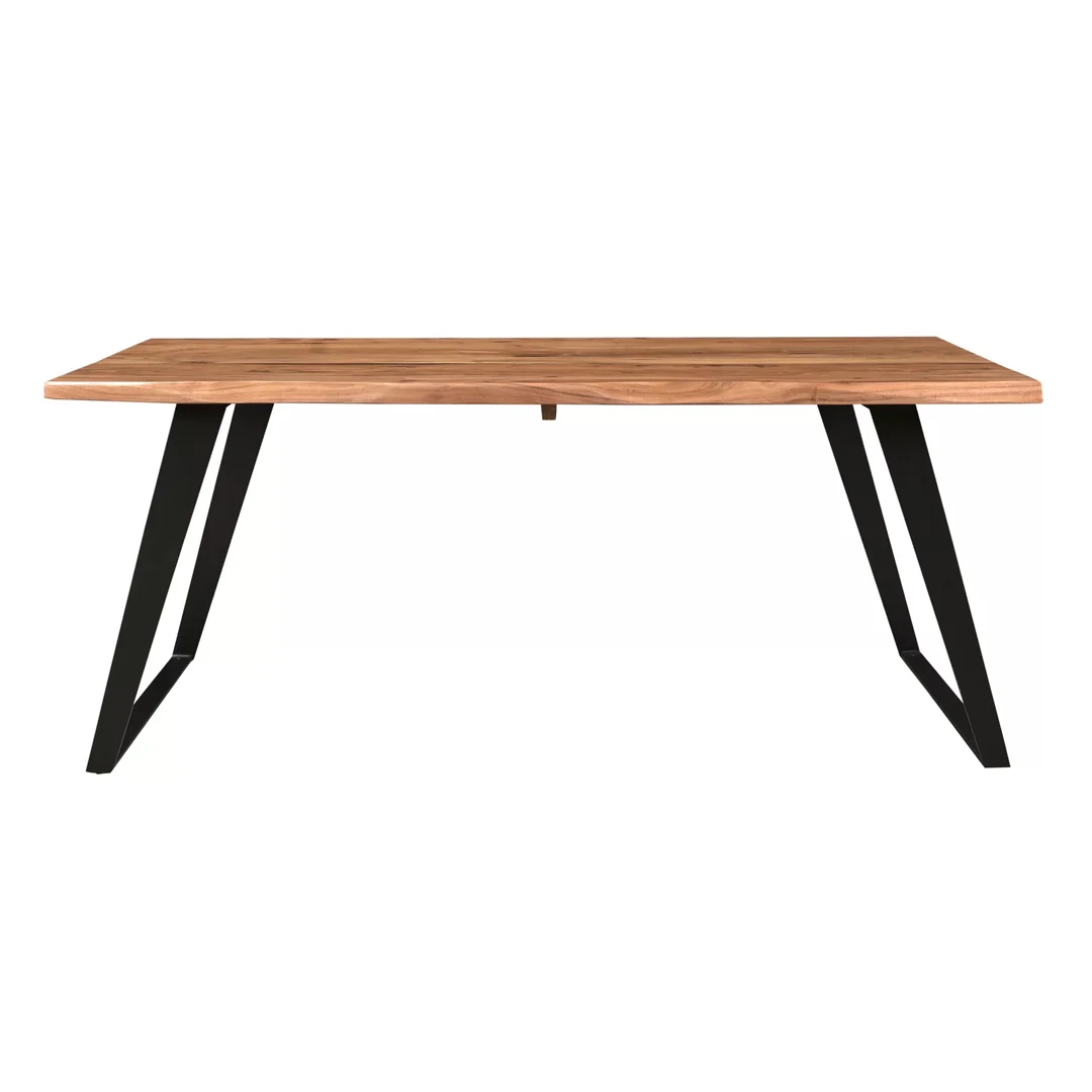 Solid Teak Wood Dining Table With Iron Leg Natural Finish For Indoor And Outdoor Fadhlan