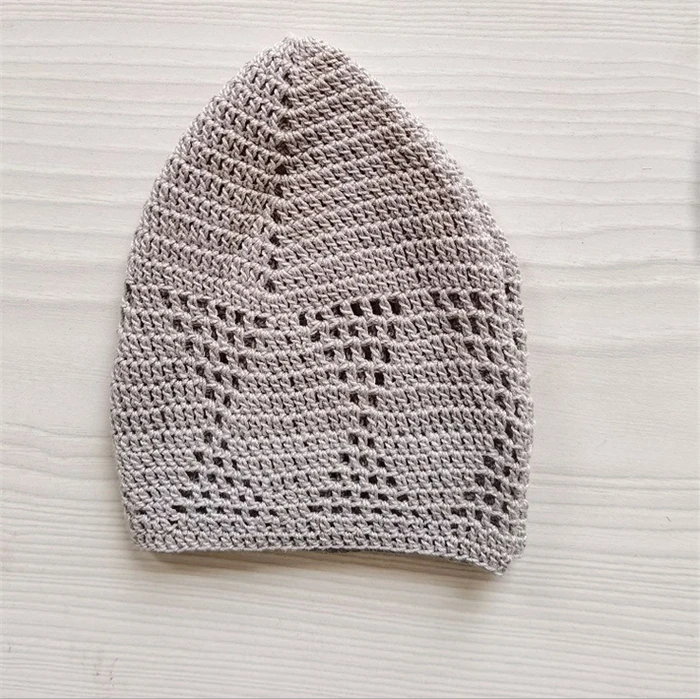 New Arrival 2023 Muslim Polyester Cap white Hand Crocheted Wholesale Price Easy To Wear Muslim Caps OEM Service Muslim Caps