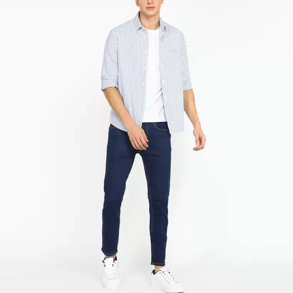 Premium Quality 2024 Casual Slim Fit Boyfriend Denim Sky Blue Acid Wash Distressed Mid Waterproof Men Jeans Pant OEM