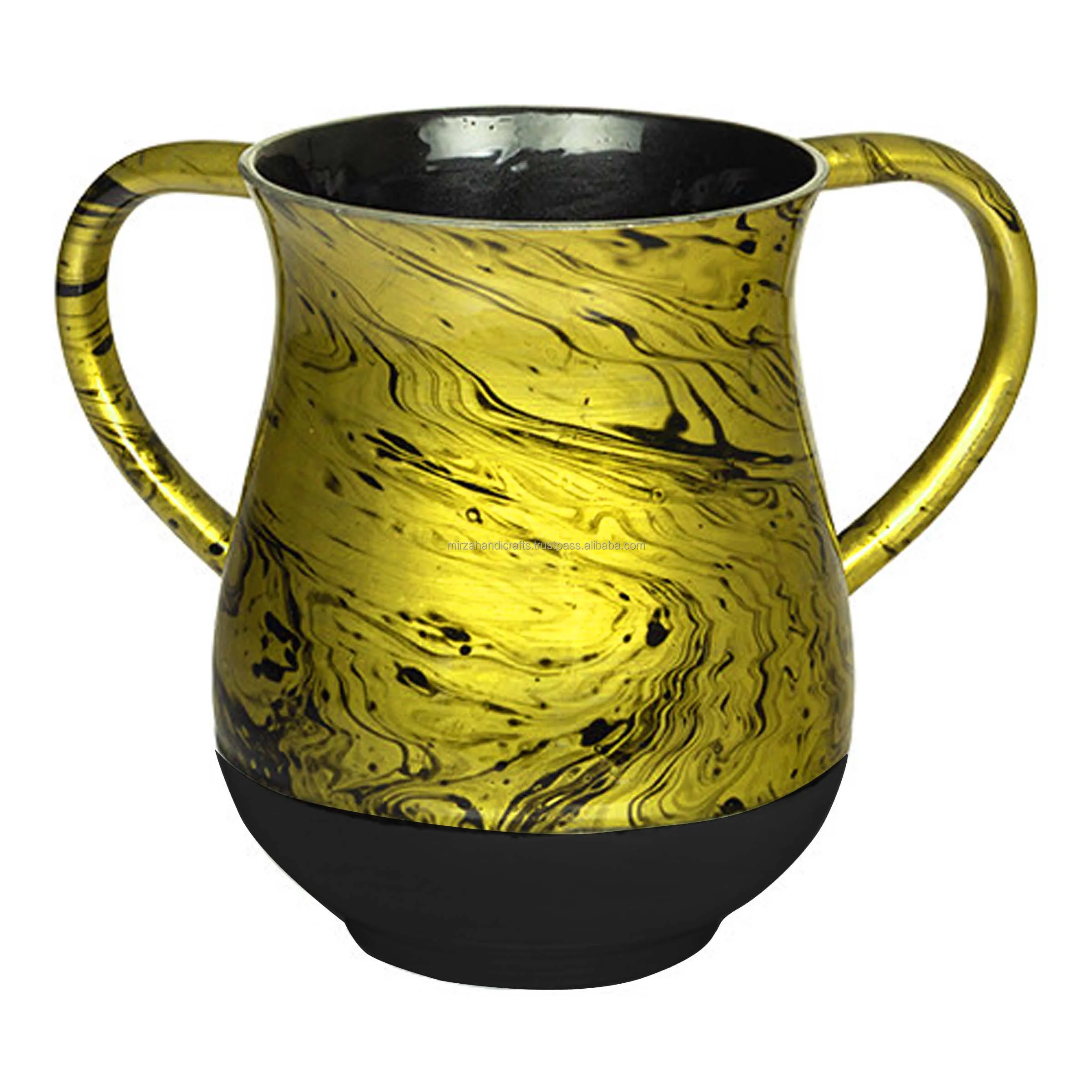 Wholesale Custom Judaica gifts Wash Hand Ceremony Wash Cup Stainless Steel Made in Israel Marbleized With Black Bottom