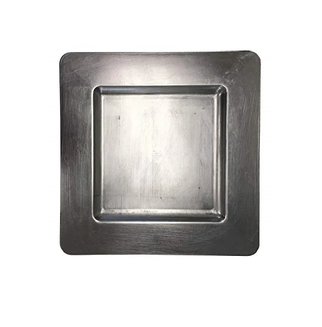 New Style Dinnerware Dinner Sets Restaurant Crockery Table Decoration Antique Charger Plate Handmade Copper Coated Square Shape