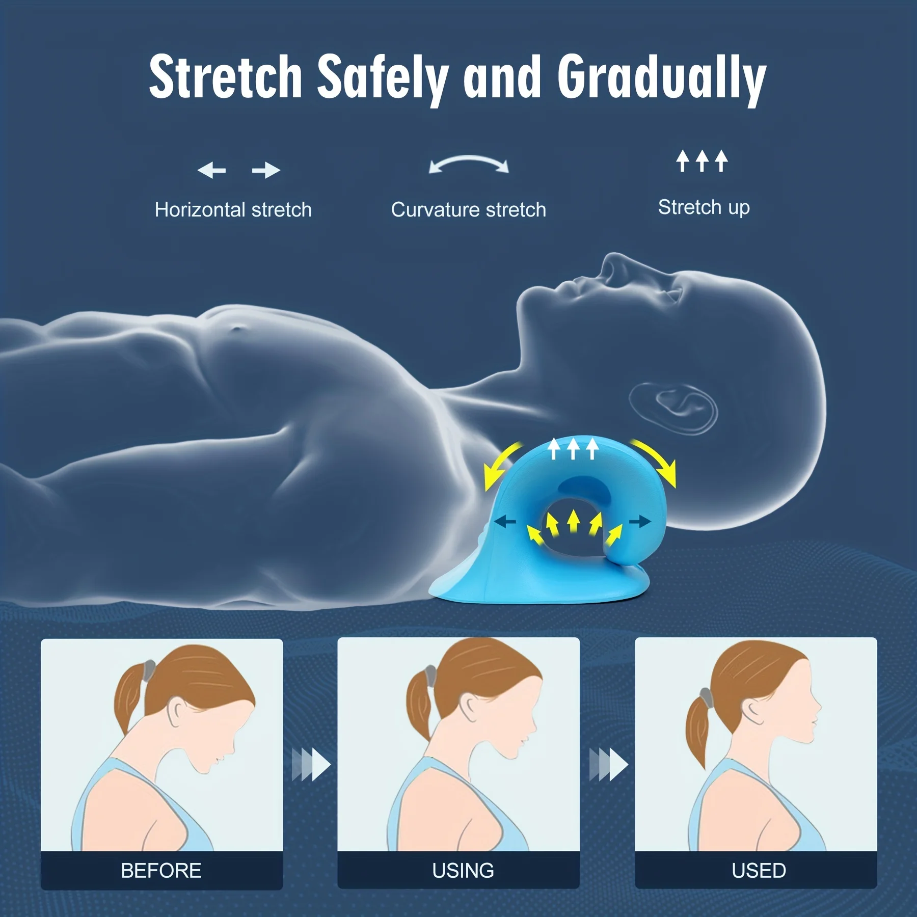 EVA C-Shaped Magnet Neck Shoulder Relaxer Cervical Relax Spine Alignment Traction Device Chiropractic Pillow Stretcher Massager