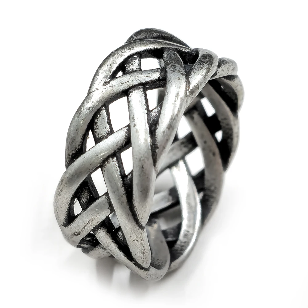 fashion jewelry Stainless Steel Hollow Out Twisted Rings Retro High Polished Vintage silver plated Celtic Knot Ring for Men