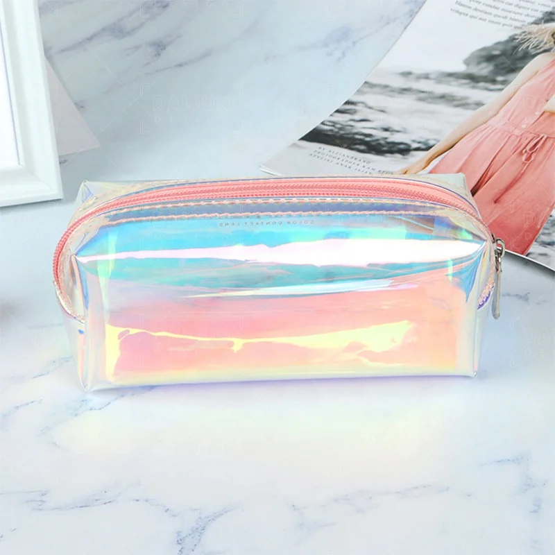 Laser Tpu Waterproof Toiletry Bags Pen Bag Holographic Makeup Cosmetic Bag