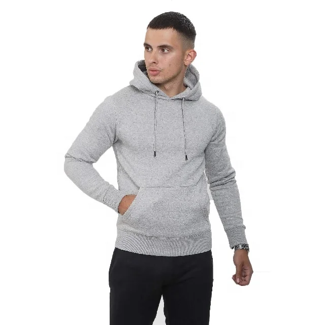 Hip Hop 100% Cotton Heavy French Terry Fashion Autumn Winter Casual Fleece Cotton Men Top Solid Color Sweatshirt Pullover Hoodie