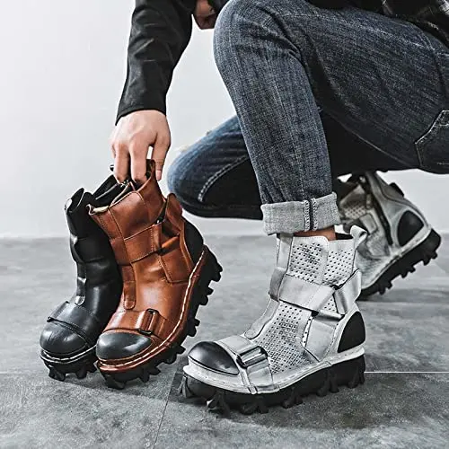 Мужские мотоциклетные и боевые ботинки из натуральной кожи мужские для верховой езды оптовая продажа Мужская мотоциклетная обувь нового дизайна