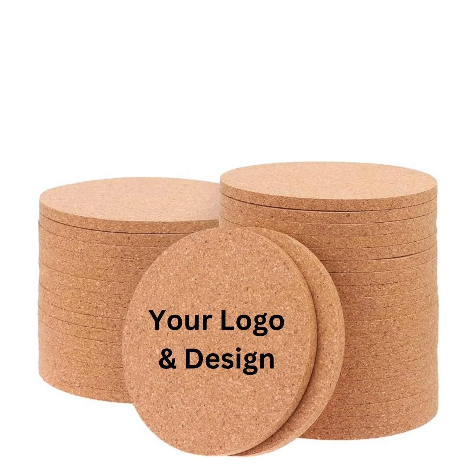 Wholesale custom printed logo Any size thickness circular natural cork coaster