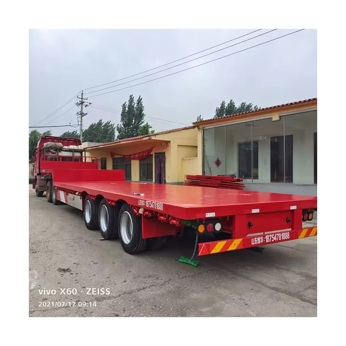 Factory Direct 40-Ton Low-Bed Flat Trailer Custom 3 Axis Support for Special Transportation