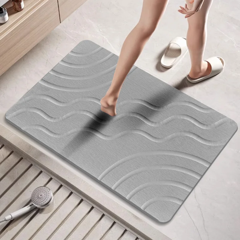 Diatomaceous Earth Carved Diatomite Bathroomtoilet Floor Entrance Door Non-Slip Absorbent Quick-Drying Stone Bath Mat