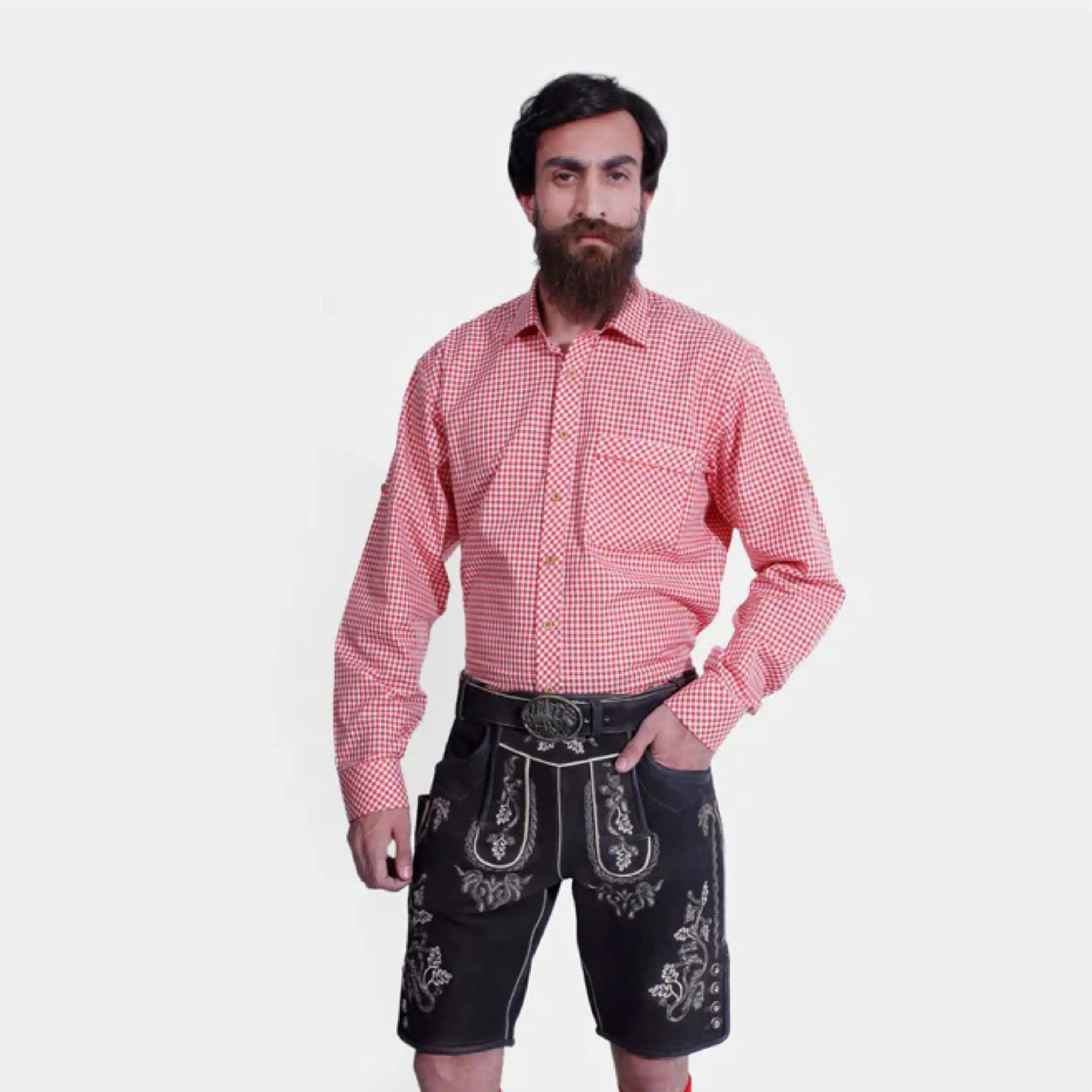 Classic Bavarian Leather Shorts Traditional Lederhosen with Embroidery and Suspenders for Oktoberfest and Celebrations