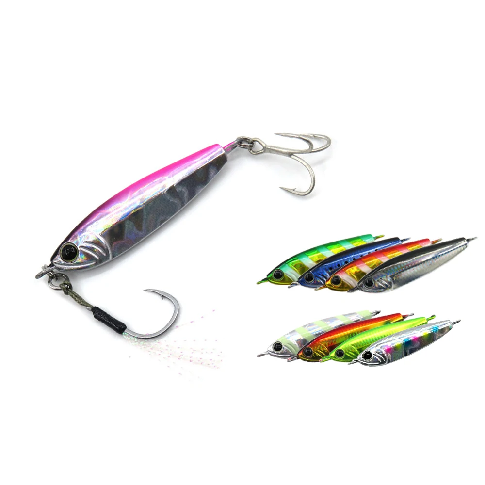 Customized Metal Jig 30g 40g 60g 80g 100g Fishing Lure Assist Jigging Hooks Lures Slow Pitch Jigging Lure